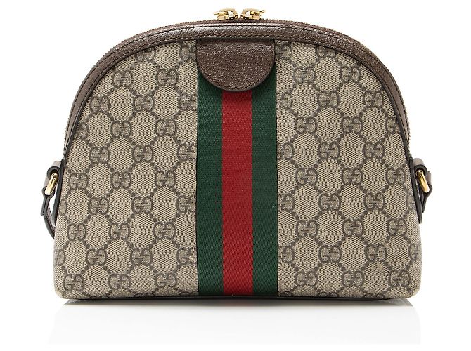 Bolsa de Ombro Pequena Dome Ophidia GG Supreme da Gucci Marrom Bege - vista 3