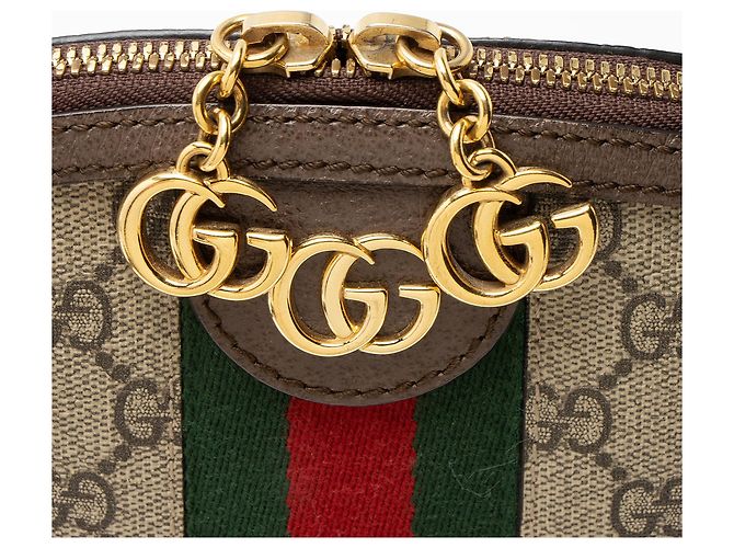 Bolsa de Ombro Pequena Dome Ophidia GG Supreme da Gucci Marrom Bege - vista 9