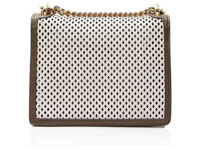 Fendi Perforated Leather Kan U Small Shoulder Bag Marrone - vista 3