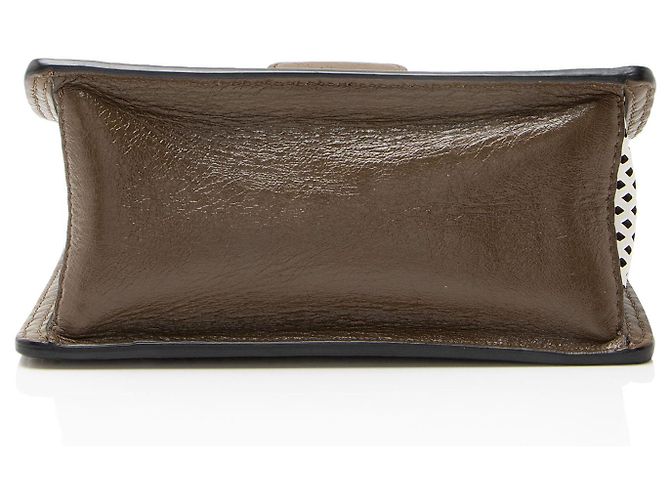 Fendi Perforated Leather Kan U Small Shoulder Bag Marrone - vista 4