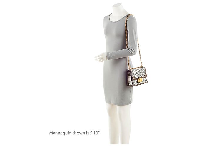 Fendi Perforated Leather Kan U Small Shoulder Bag Marrone - vista 5