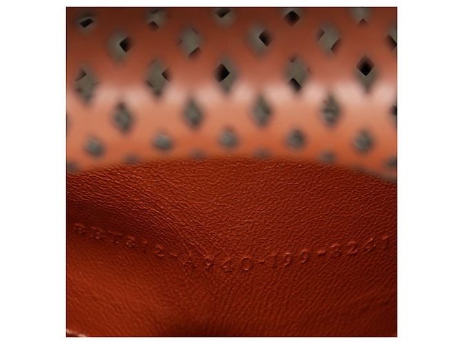 Fendi Perforated Leather Kan U Small Shoulder Bag Marrone - vista 6