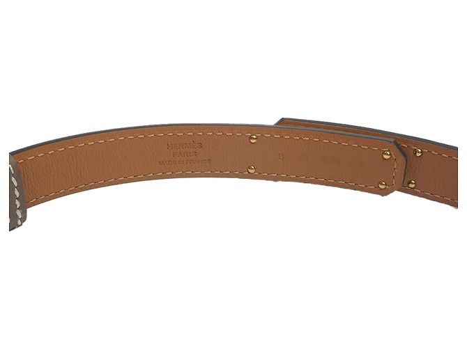 Hermès Cintura Kelly Etoupe Oro Epsom Set Completo Regalo D'oro Metallico - vue 9