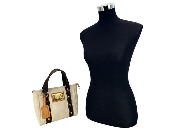 Louis Vuitton Antigua Stoffhandtasche Weiß - Ansicht 2
