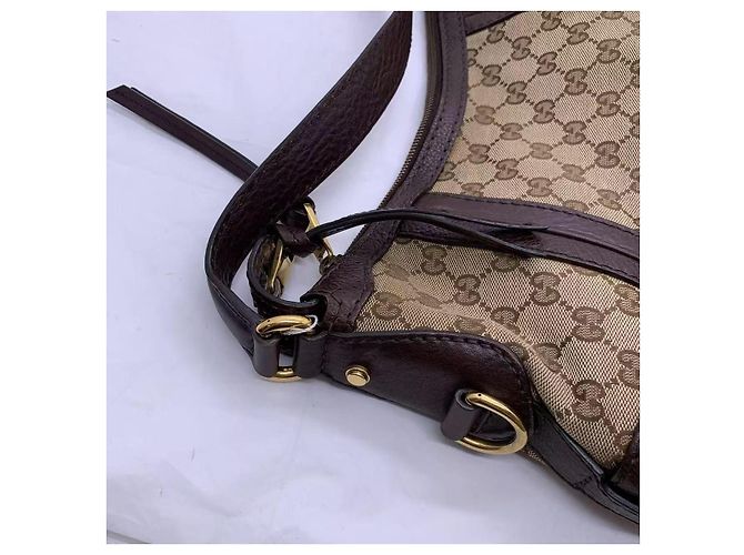 Borsa Gucci Double G Floreale in tela marrone - vista 7
