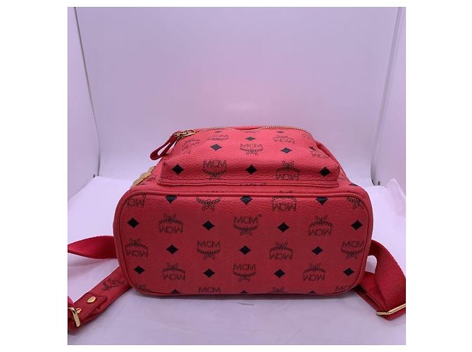 Borsa a spalla MCM in pelle rossa Rosso - vista 4