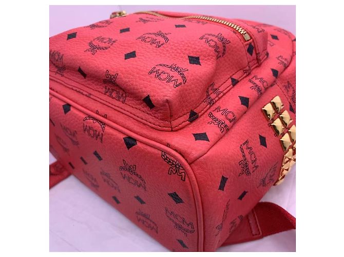 Borsa a spalla MCM in pelle rossa Rosso - vista 8