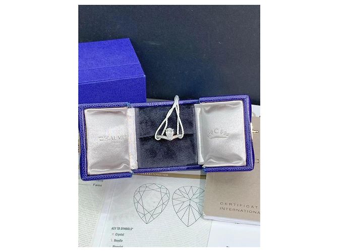 Chaumet White Swan 1-Karat Tropfen-Diamantring Größe 51 Silber - Ansicht 2