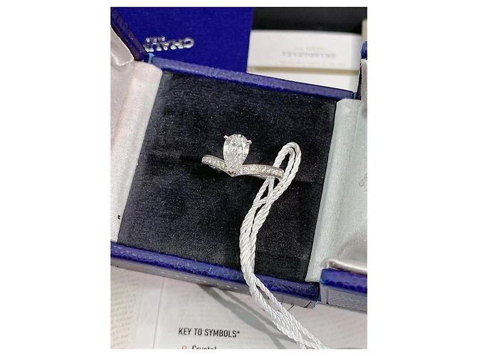 Chaumet White Swan 1-Karat Tropfen-Diamantring Größe 51 Silber - Ansicht 5