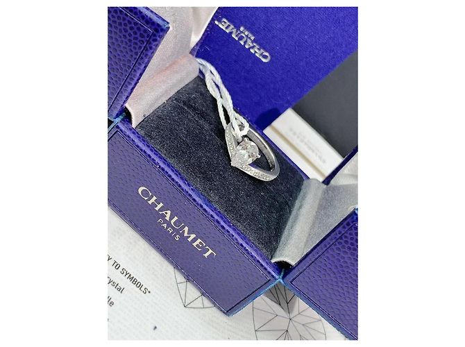 Chaumet White Swan 1-Karat Tropfen-Diamantring Größe 51 Silber - Ansicht 6