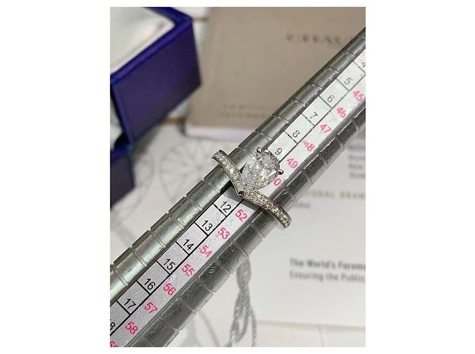 Chaumet White Swan 1-Karat Tropfen-Diamantring Größe 51 Silber - Ansicht 7