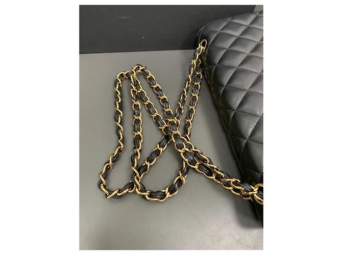 Borsa Chanel in pelle di agnello nera con catena dorata Nero - vista 4