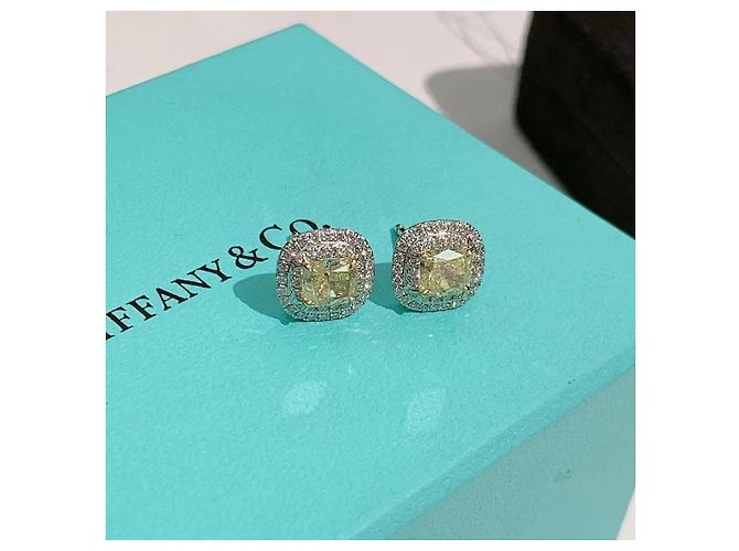 Orecchini Tiffany & Co Soleste diamanti gialli taglio quadrato 0,7 ct Argento - vista 3