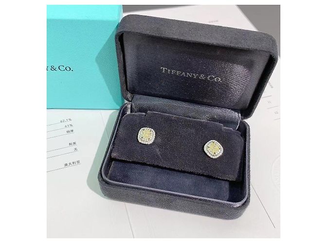Orecchini Tiffany & Co Soleste diamanti gialli taglio quadrato 0,7 ct Argento - vista 4
