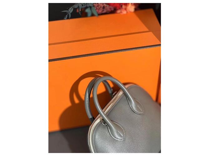 Borsa a mano Hermès Mini Bolide Rain Cloud Grigio Argento in pelle - vista 4