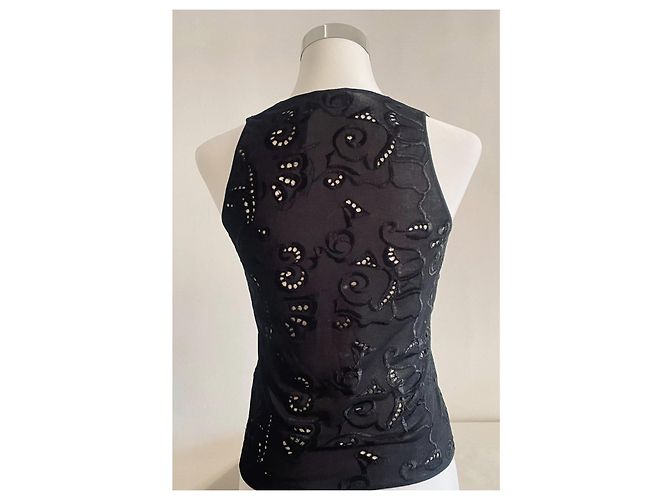 Wunderschönes elegantes Top GIORGIO ARMANI schwarz mit Spitze-Effekt - Ansicht 11