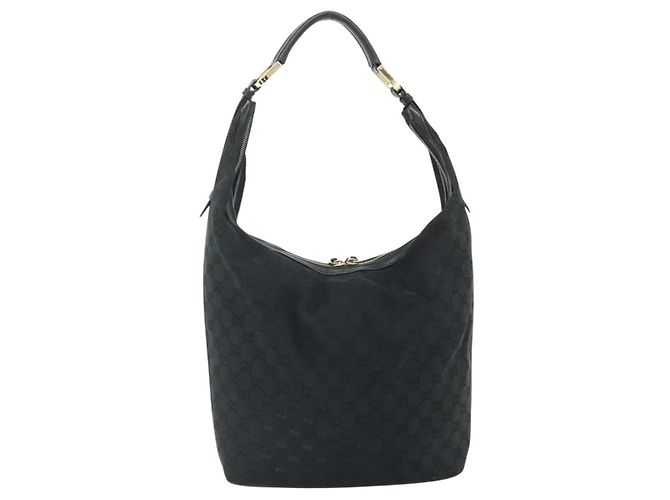 Borsa a Spalla GG Canvas Gucci Nero Oro 001 4287 Auth ep14135 D'oro - vista 3