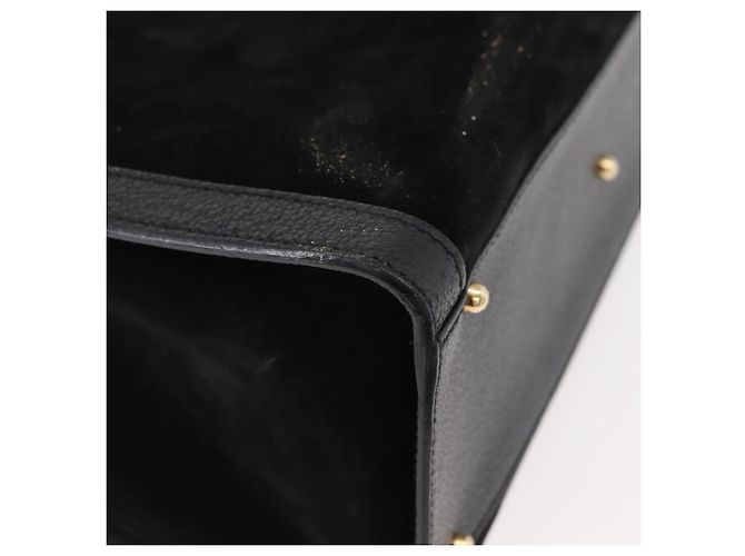Borsa a Mano GUCCI Bamboo Camoscio Nero Oro 002 0260 Auth ep14225 D'oro - vista 12
