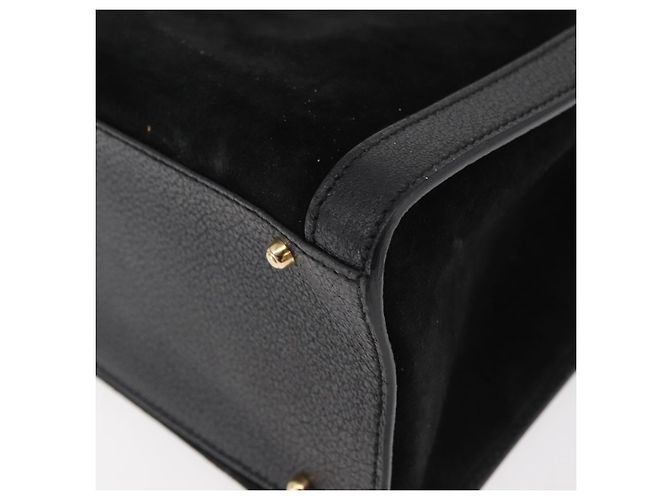 Borsa a Mano GUCCI Bamboo Camoscio Nero Oro 002 0260 Auth ep14225 D'oro - vista 13