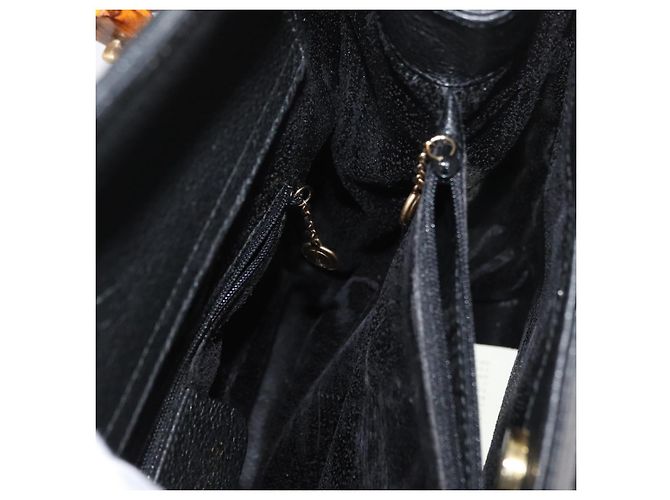 Borsa a Mano GUCCI Bamboo Camoscio Nero Oro 002 0260 Auth ep14225 D'oro - vista 16