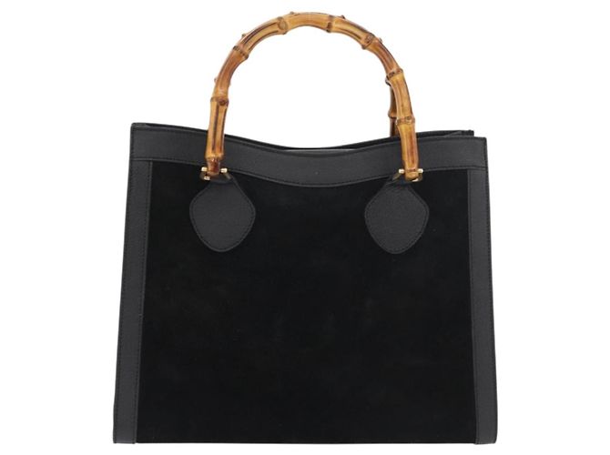 Borsa a Mano GUCCI Bamboo Camoscio Nero Oro 002 0260 Auth ep14225 D'oro - vista 3