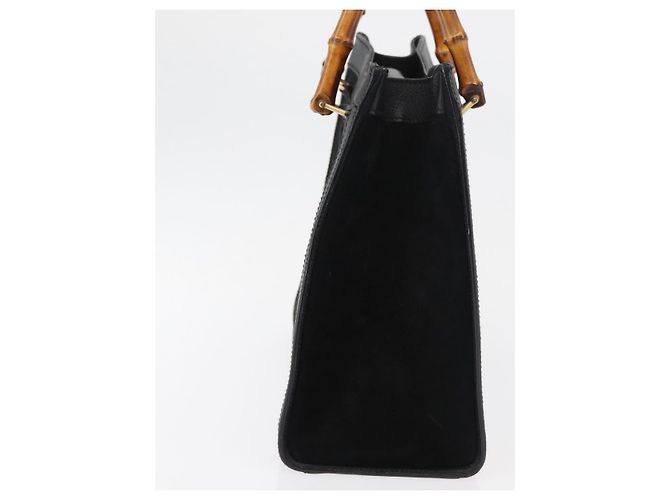 Borsa a Mano GUCCI Bamboo Camoscio Nero Oro 002 0260 Auth ep14225 D'oro - vista 5
