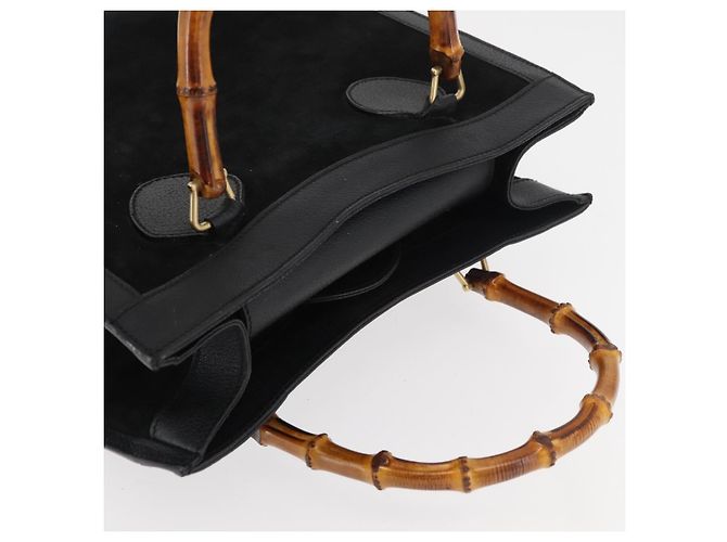 Borsa a Mano GUCCI Bamboo Camoscio Nero Oro 002 0260 Auth ep14225 D'oro - vista 6