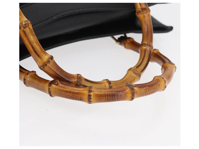 Borsa a Mano GUCCI Bamboo Camoscio Nero Oro 002 0260 Auth ep14225 D'oro - vista 7