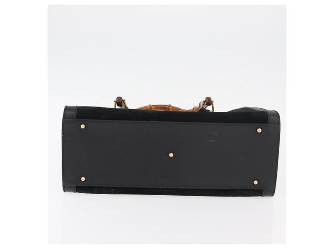 Borsa a Mano GUCCI Bamboo Camoscio Nero Oro 002 0260 Auth ep14225 D'oro - vista 9