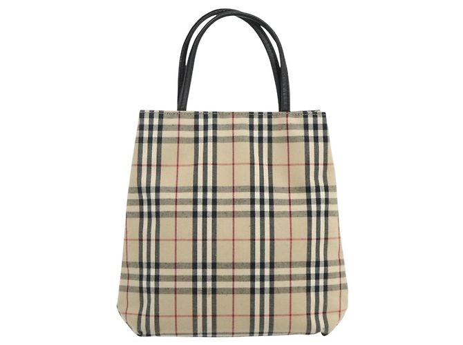 Hermès HERMES Bolso de Mano Burberry Nova Check de Lona 2 Piezas Beige Negro Auth BA12351 - vista 3