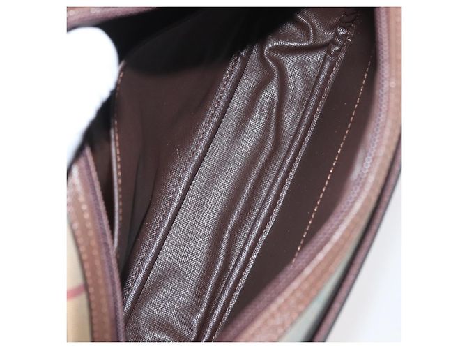 Borsa a Spalla Burberrys Nova Check in Tela Beige Oro Auth ep14427A D'oro - vista 11
