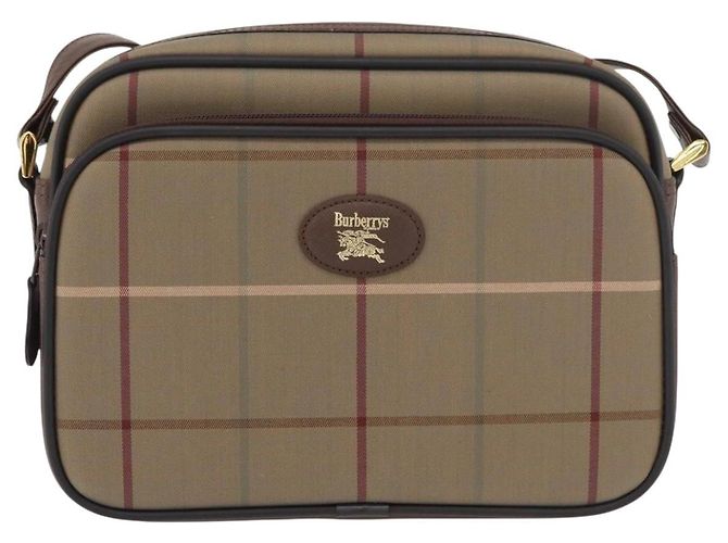 Borsa a Spalla Burberrys Nova Check in Tela Beige Oro Auth ep14427A D'oro - vista 13