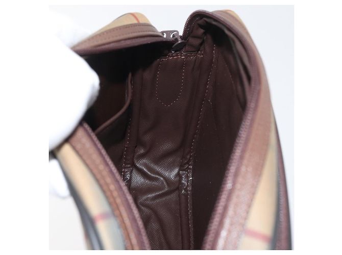 Borsa a Spalla Burberrys Nova Check in Tela Beige Oro Auth ep14427A D'oro - vista 18