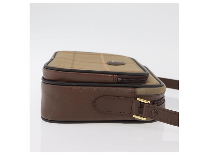 Borsa a Spalla Burberrys Nova Check in Tela Beige Oro Auth ep14427A D'oro - vista 3