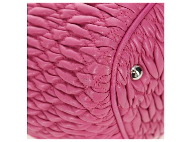 Borsa a mano in pelle matelassé Miu Miu con cristalli 2 in 1 Rosa Argento RN0896 Auth am11397M - vista 18
