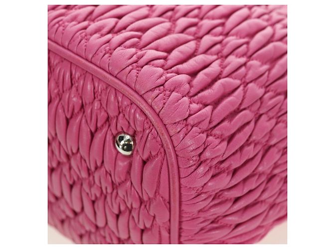 Borsa a mano in pelle matelassé Miu Miu con cristalli 2 in 1 Rosa Argento RN0896 Auth am11397M - vista 19
