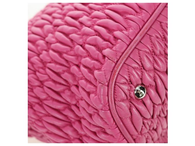 Borsa a mano in pelle matelassé Miu Miu con cristalli 2 in 1 Rosa Argento RN0896 Auth am11397M - vista 20