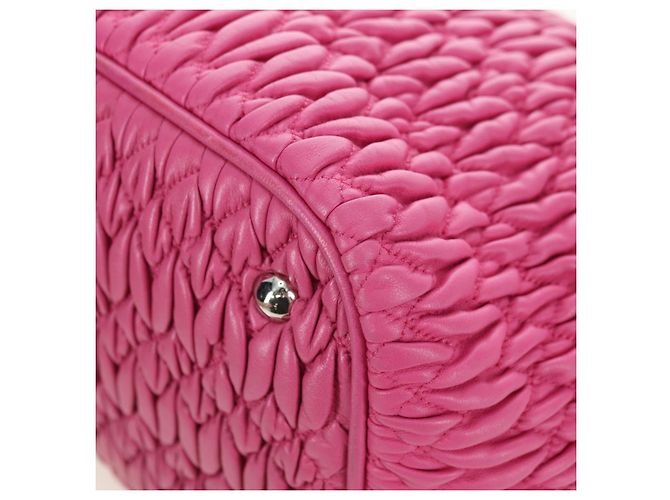 Borsa a mano in pelle matelassé Miu Miu con cristalli 2 in 1 Rosa Argento RN0896 Auth am11397M - vista 21