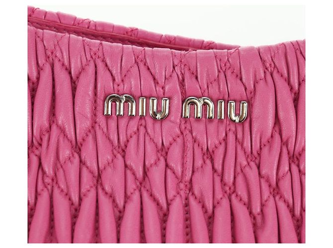 Borsa a mano in pelle matelassé Miu Miu con cristalli 2 in 1 Rosa Argento RN0896 Auth am11397M - vista 22