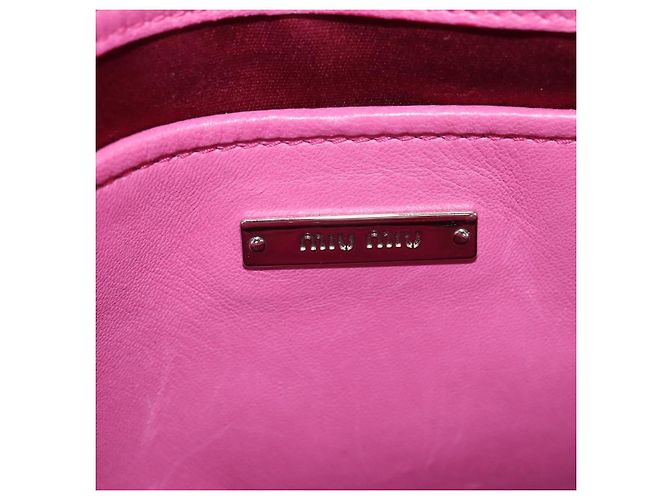 Borsa a mano in pelle matelassé Miu Miu con cristalli 2 in 1 Rosa Argento RN0896 Auth am11397M - vista 23