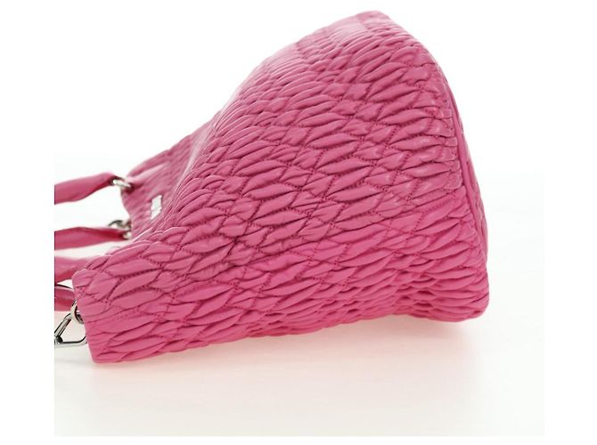 Borsa a mano in pelle matelassé Miu Miu con cristalli 2 in 1 Rosa Argento RN0896 Auth am11397M - vista 3