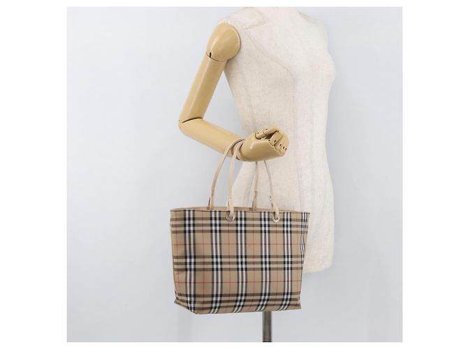 Burberry Nova Check Handtasche aus Nylon Beige Silber Authentisch ep14441A - Ansicht 18