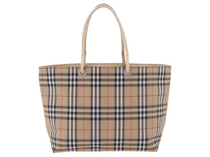 Burberry Nova Check Handtasche aus Nylon Beige Silber Authentisch ep14441A - Ansicht 2
