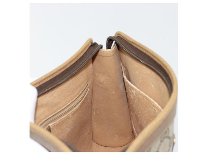 GUCCI GG Supreme Clutch Bag PVC Beige Oro 97 01 036 Auth 176652 D'oro - vista 16