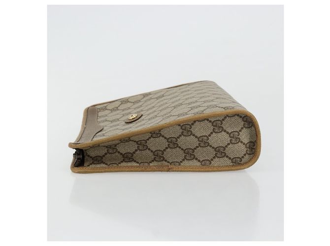 GUCCI GG Supreme Clutch Bag PVC Beige Oro 97 01 036 Auth 176652 D'oro - vista 5