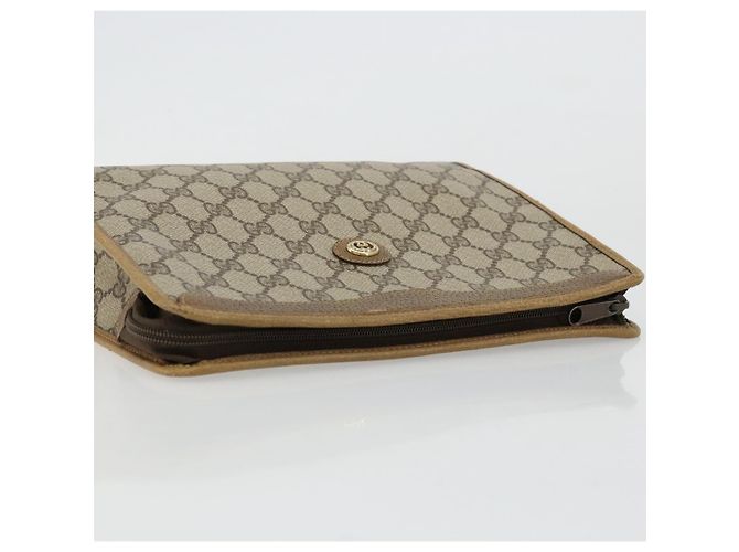 GUCCI GG Supreme Clutch Bag PVC Beige Oro 97 01 036 Auth 176652 D'oro - vista 6