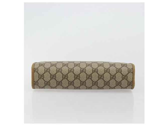 GUCCI GG Supreme Clutch Bag PVC Beige Oro 97 01 036 Auth 176652 D'oro - vista 7