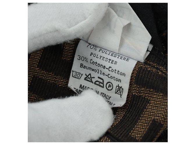 Gonna in tela Zucca FENDI Nero Marrone Auth 175992A - vista 10