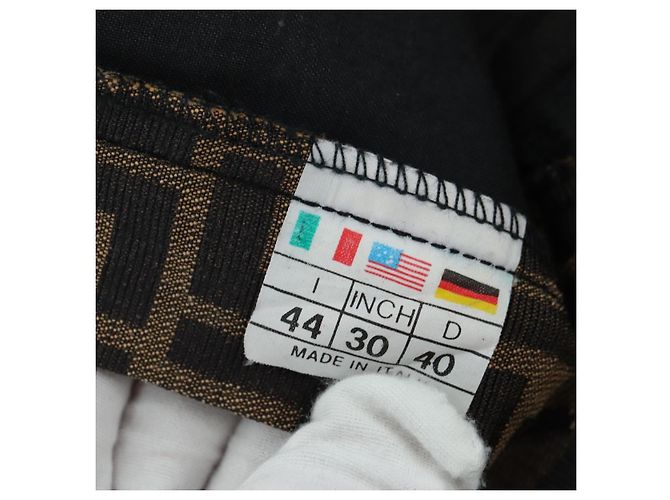 Gonna in tela Zucca FENDI Nero Marrone Auth 175992A - vista 8