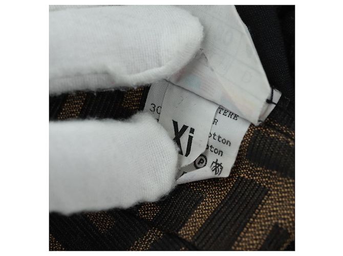 Gonna in tela Zucca FENDI Nero Marrone Auth 175992A - vista 9